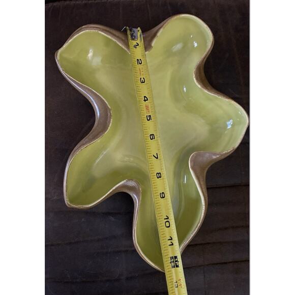 Vintage MCM Red Wing Atomic Lime Green Brown Pottery Console Bowl - Picture 5 of 7